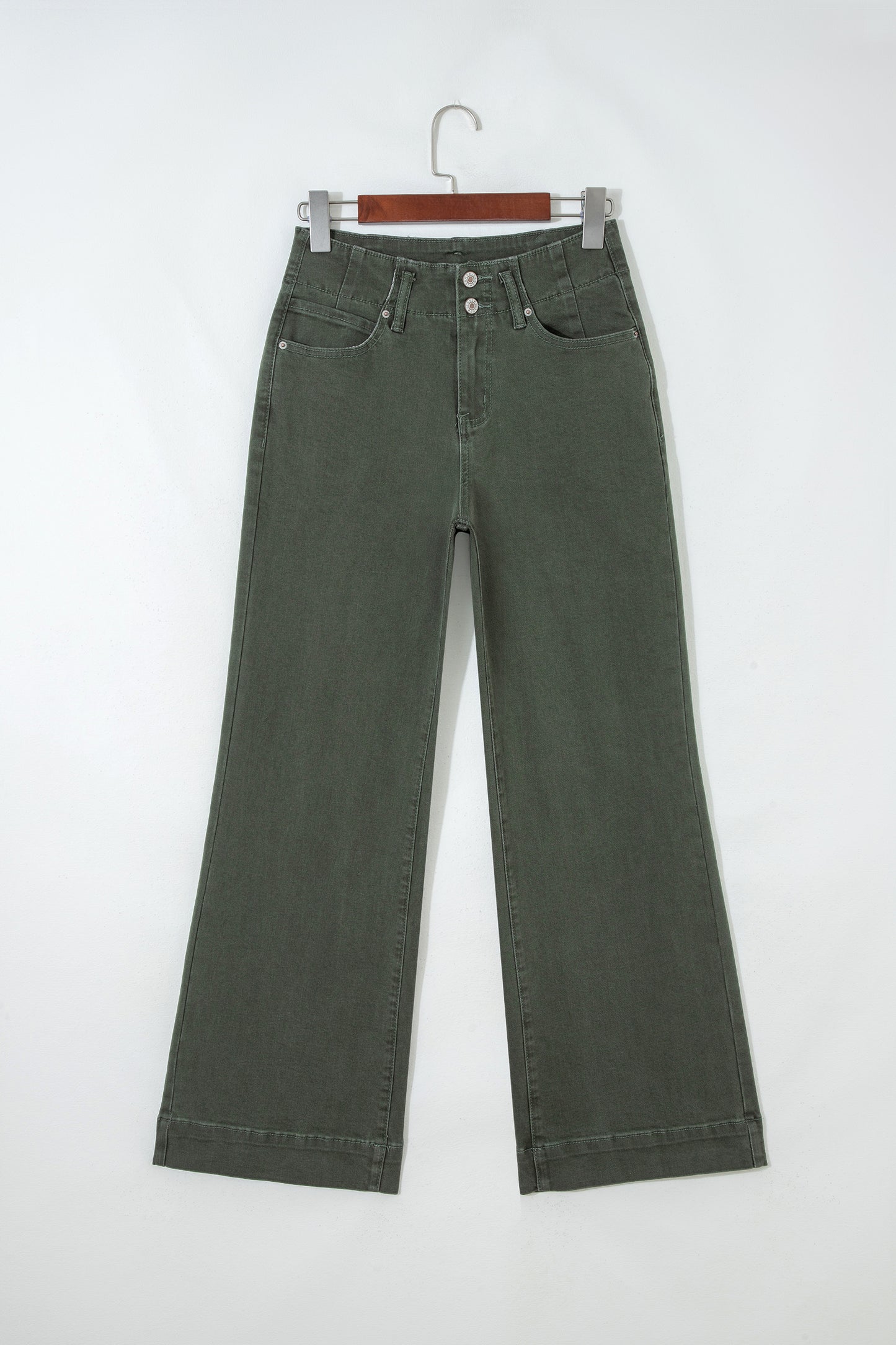 White 2-Button High Waist Wide Leg Jeans