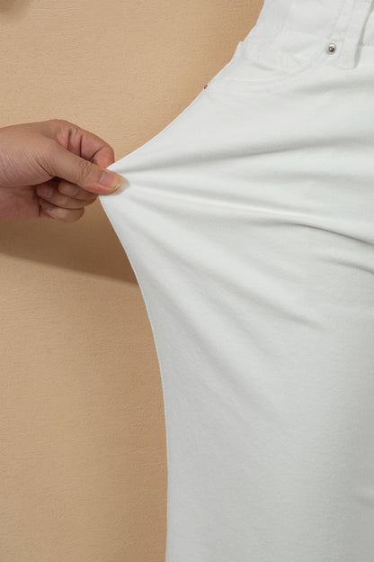 White 2-Button High Waist Wide Leg Jeans