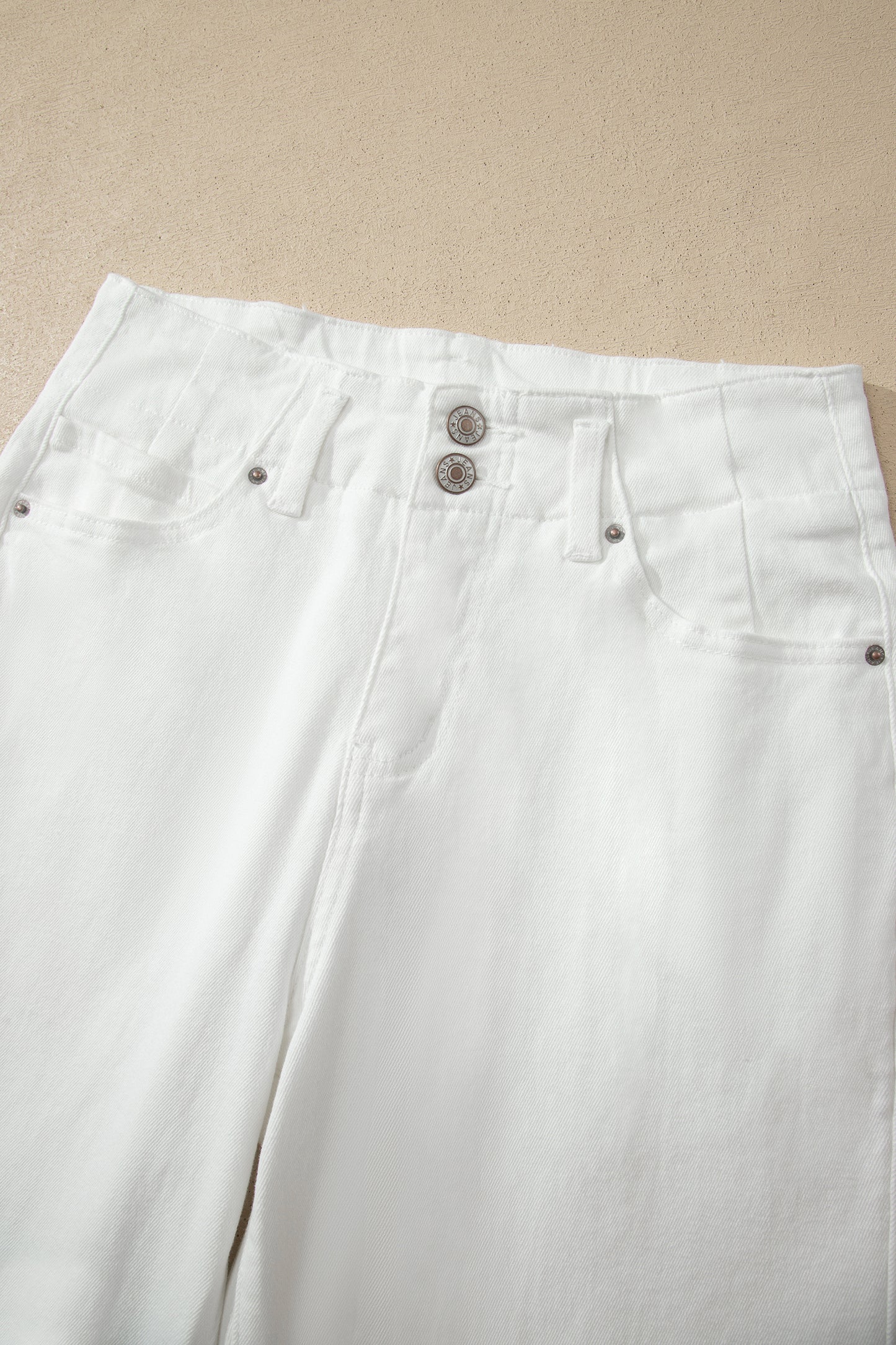 White 2-Button High Waist Wide Leg Jeans
