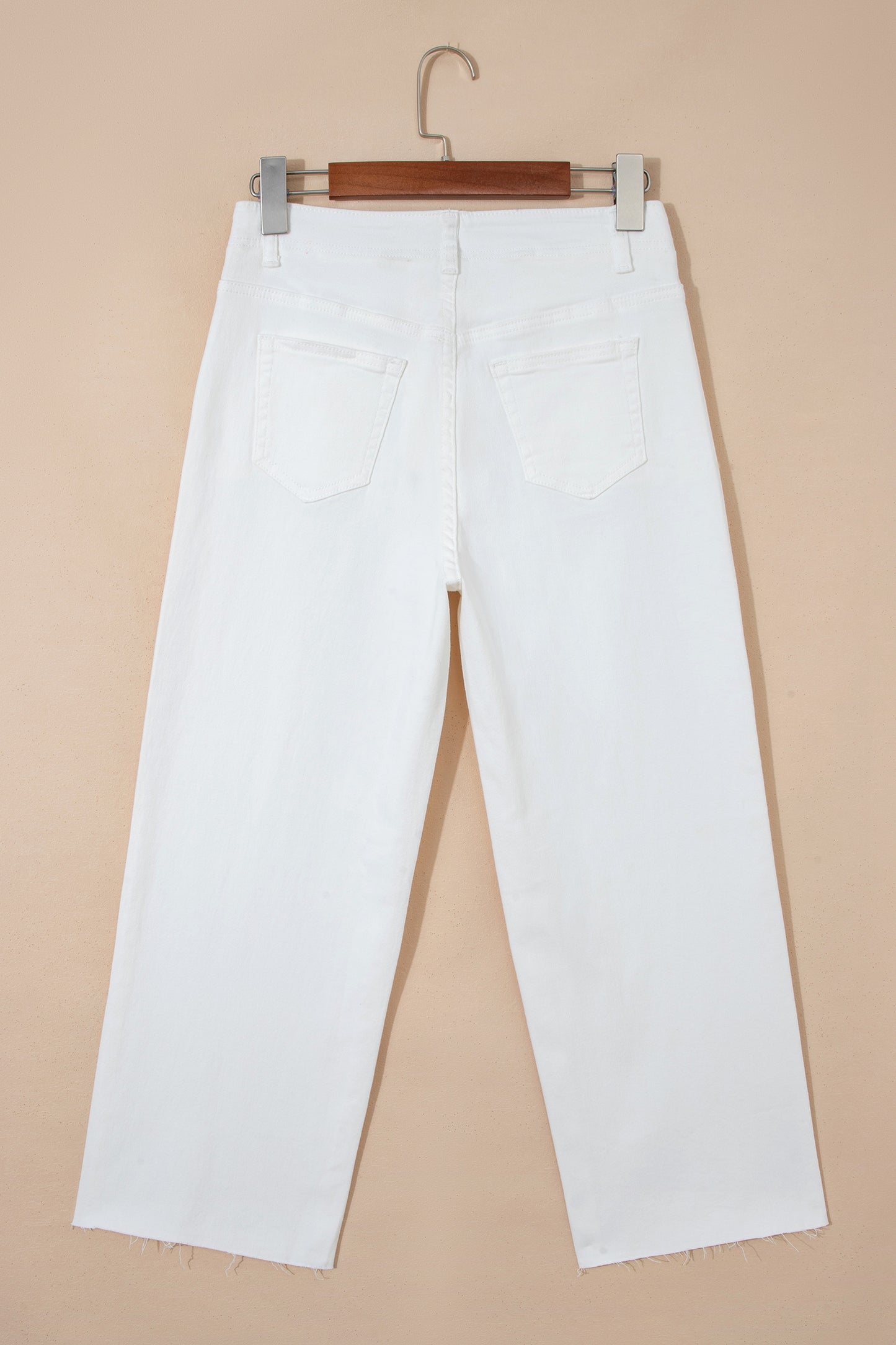 White Raw Hem Ankle-length Loose Jeans