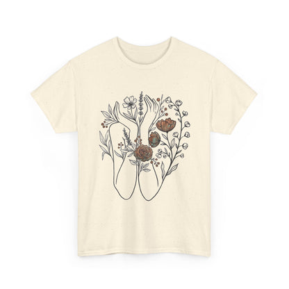 Floral Ballet Shoes Tee — Botanical Pointe Dance Shirt