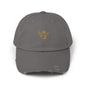 Distressed Black Cap with Gold Cherub Embroidery – Vintage Angel Baseball Hat