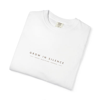 Minimalist Botanical T-Shirt — "Grow in Silence" Graphic Tee