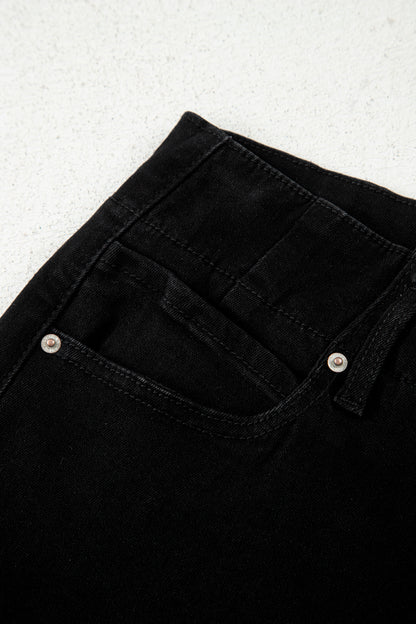 White 2-Button High Waist Wide Leg Jeans