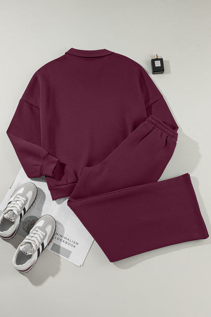 Black Half Zip Sweatshirt and Pants Set