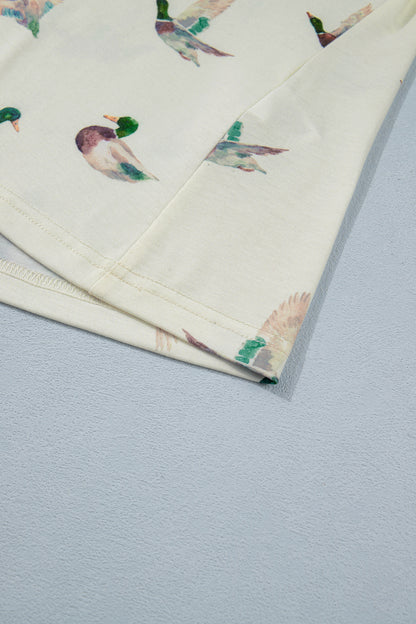 Beige Mallard Print Western Style Tank Top