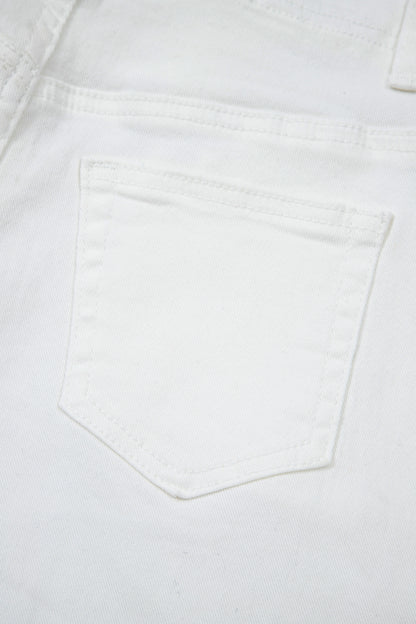 White Raw Hem Ankle-length Loose Jeans