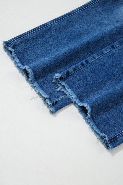 Black Frayed Cropped Barrel Jeans
