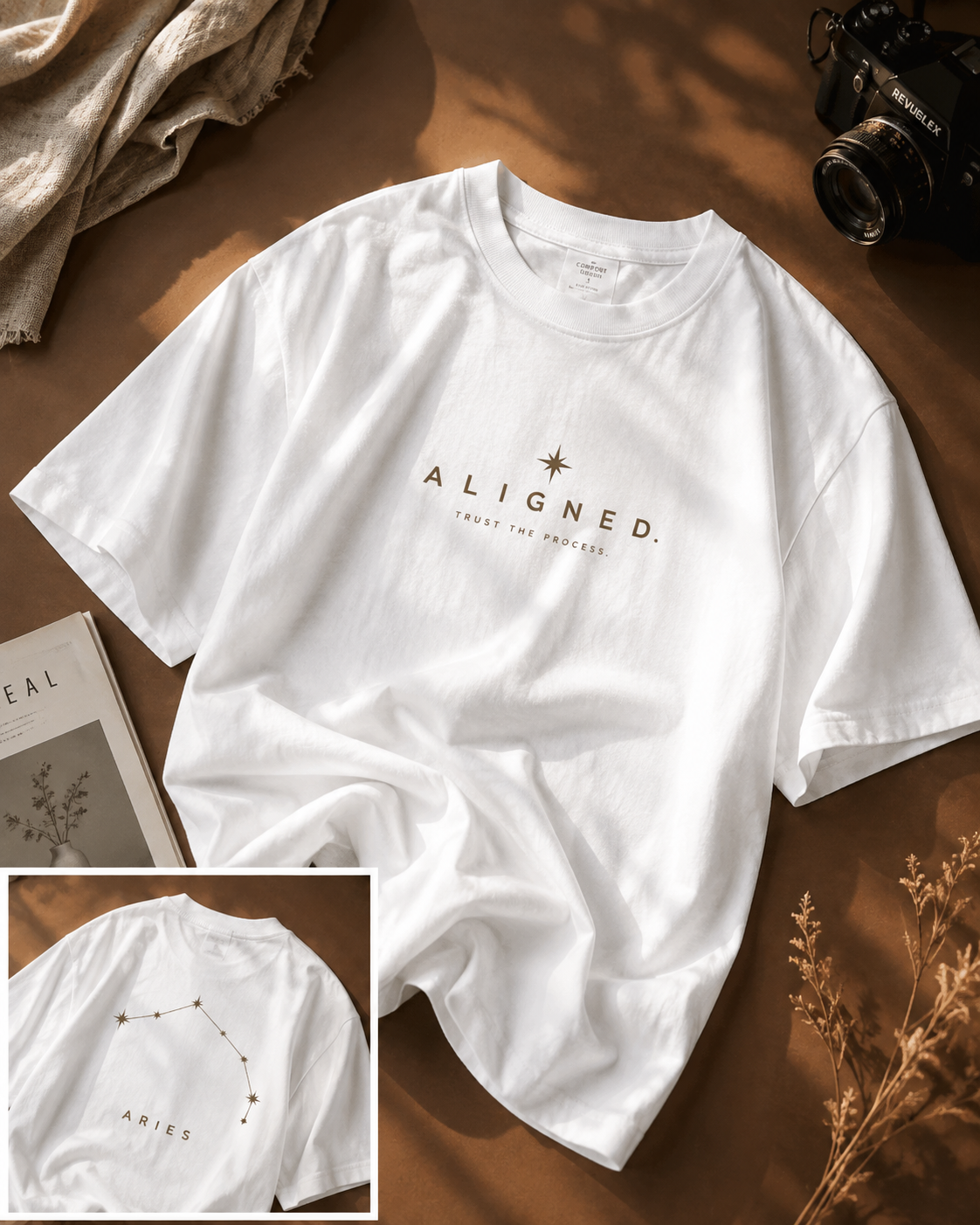 Aries Youth Tee — "Aligned" Minimal Constellation Astrology Shirt