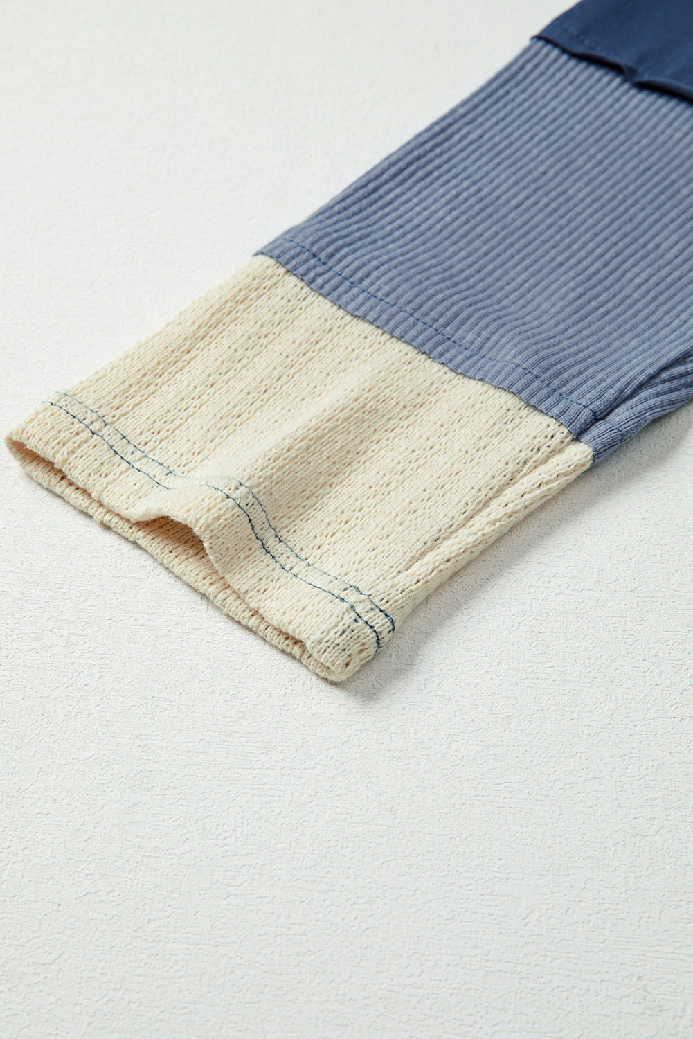 Dark Blue Knitted Colorblock Patchwork Star Patched Long Sleeve Top
