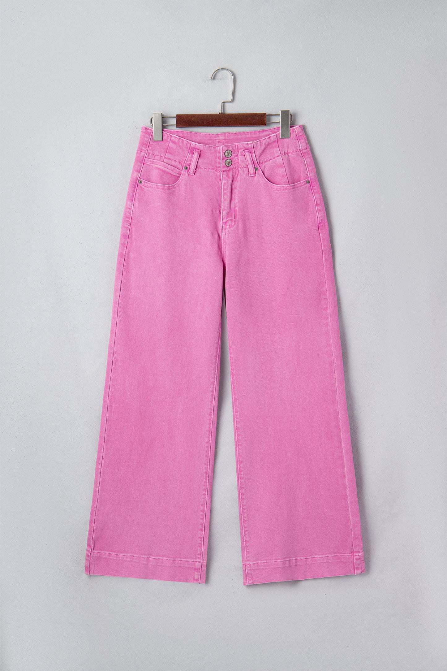 White 2-Button High Waist Wide Leg Jeans