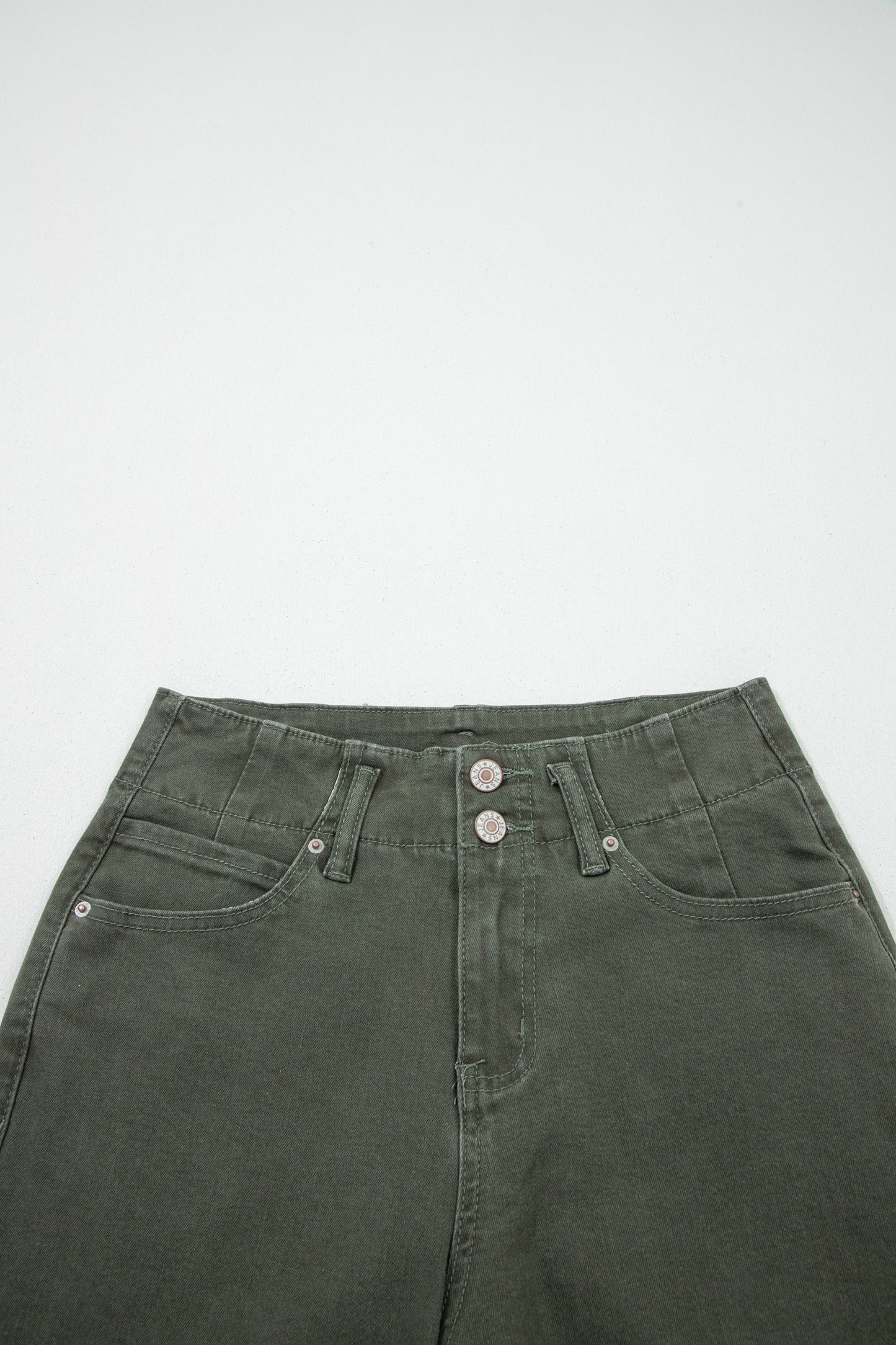 White 2-Button High Waist Wide Leg Jeans