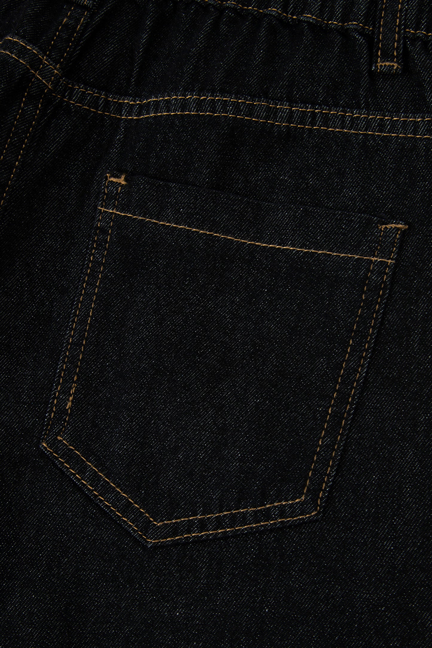 Black Embroidered Scalloped Trim Relaxed Denim Shorts