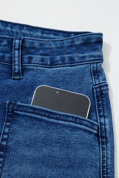 Black Frayed Cropped Barrel Jeans
