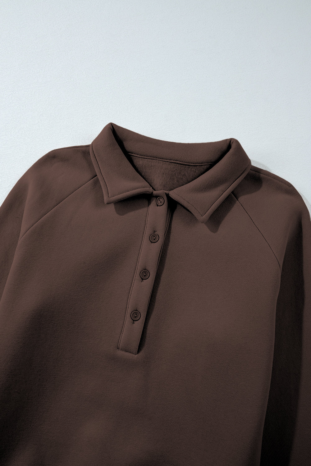 Dark Brown Solid Collared Sweatshirt and High Waist Pants Active Set