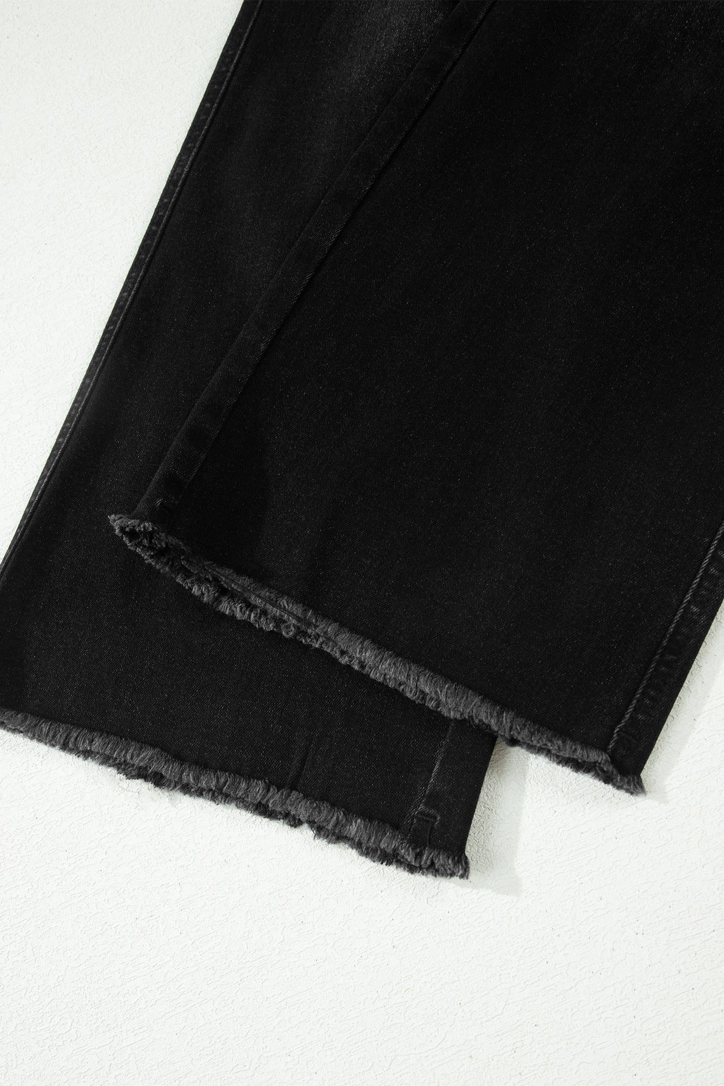 Black Frayed Cropped Barrel Jeans