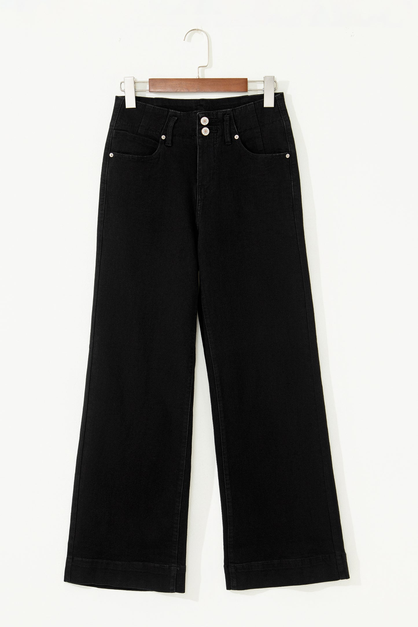 White 2-Button High Waist Wide Leg Jeans
