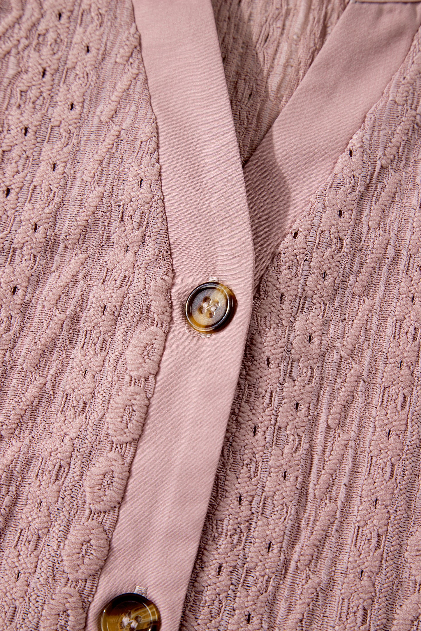 Fushia Textured Embroidered Half Buttons Short Sleeve Blouse