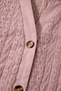 Fushia Textured Embroidered Half Buttons Short Sleeve Blouse
