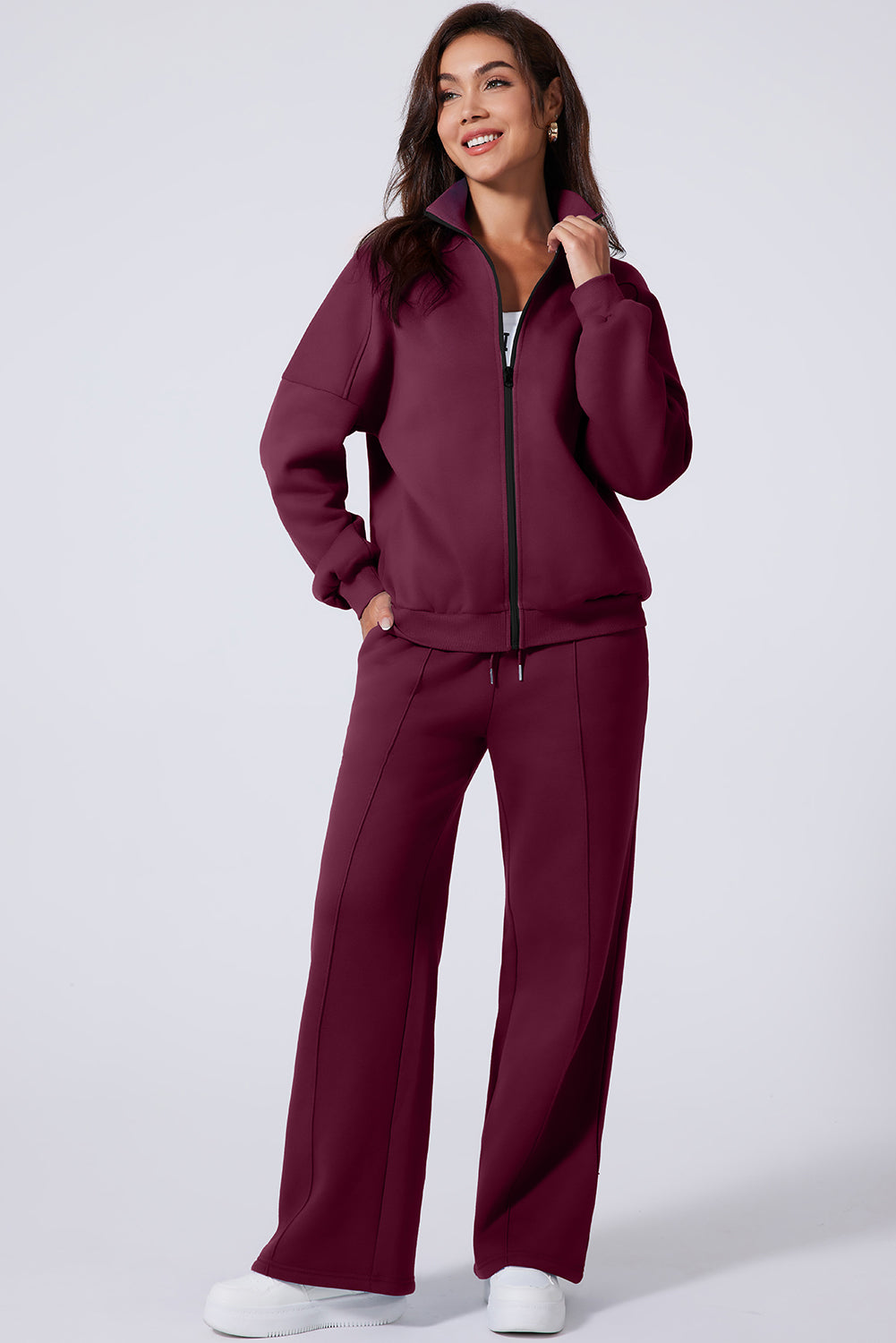 Black Half Zip Sweatshirt and Pants Set