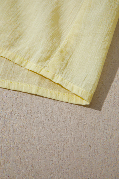 Yellow Cream V Neck Ruffle Trim Sleeveless Shift Top
