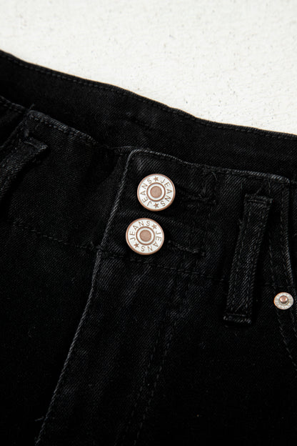 White 2-Button High Waist Wide Leg Jeans
