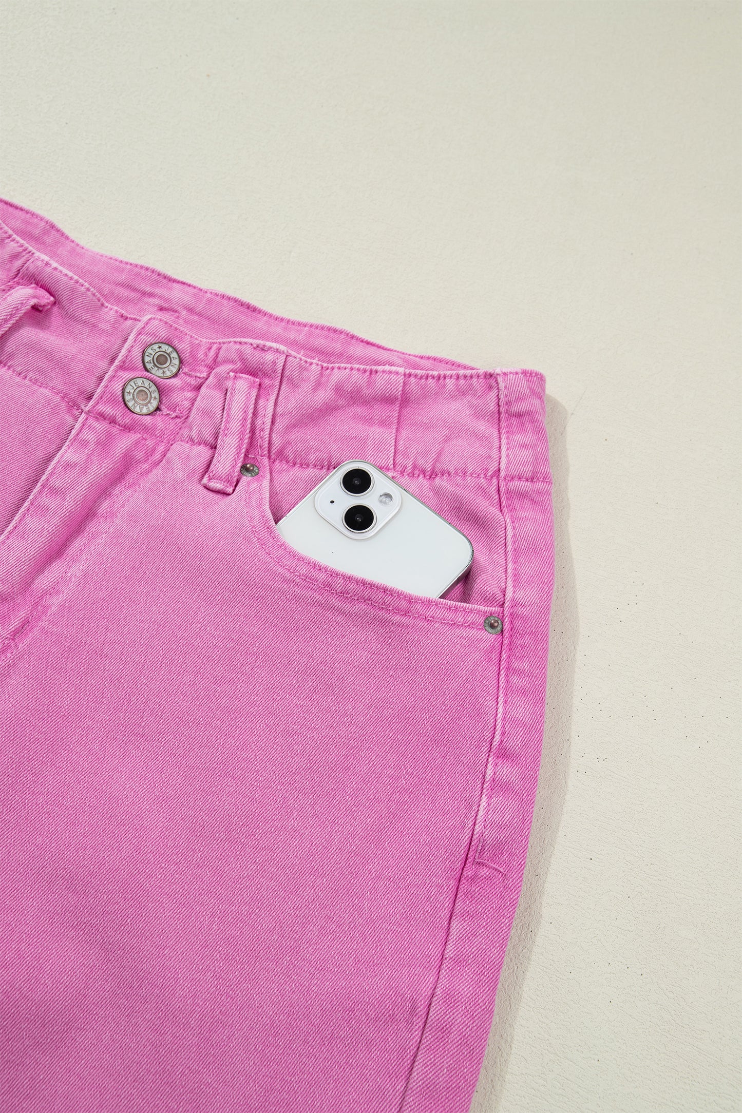 White 2-Button High Waist Wide Leg Jeans