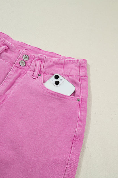 White 2-Button High Waist Wide Leg Jeans