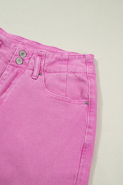 White 2-Button High Waist Wide Leg Jeans