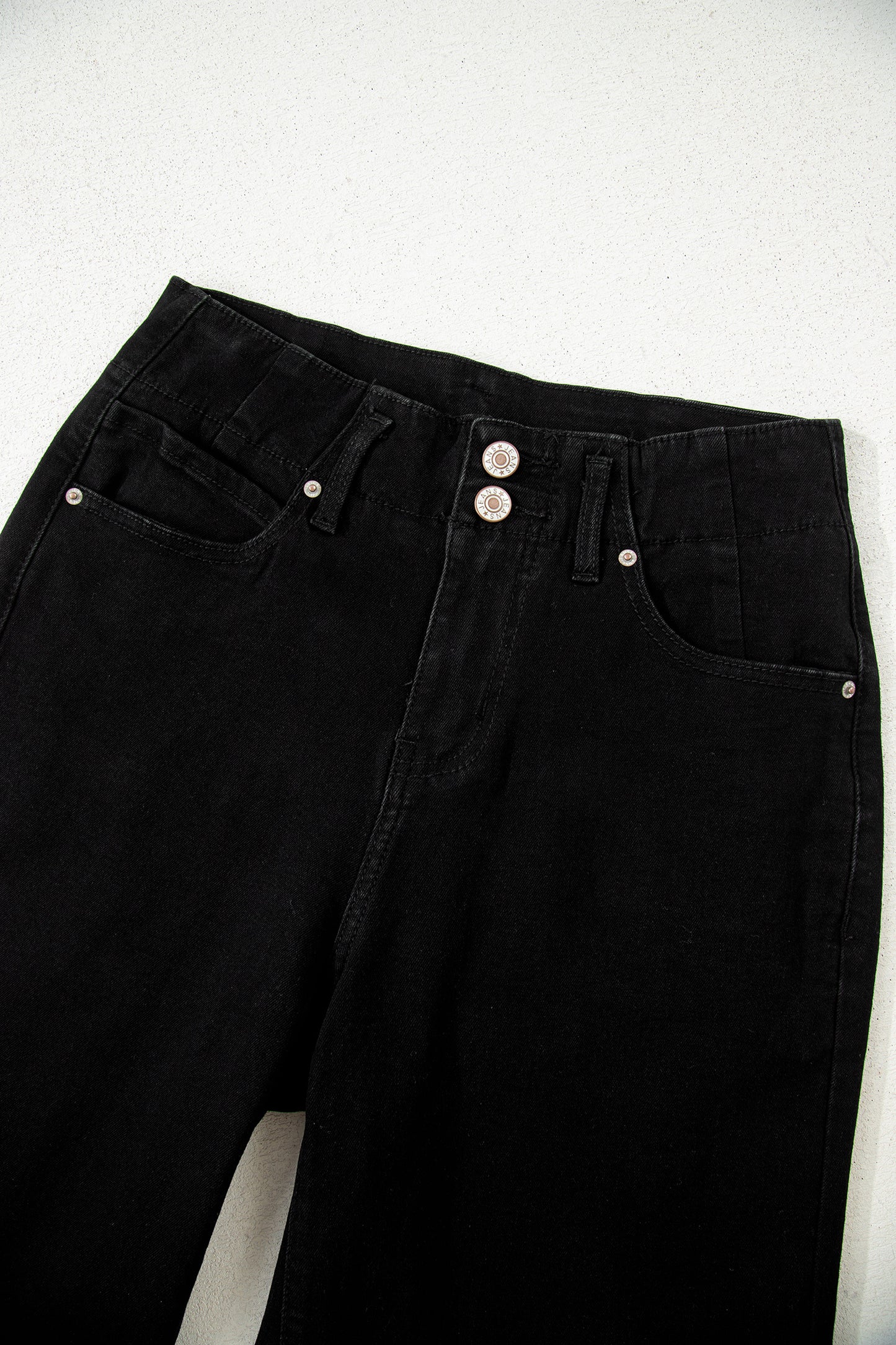 White 2-Button High Waist Wide Leg Jeans