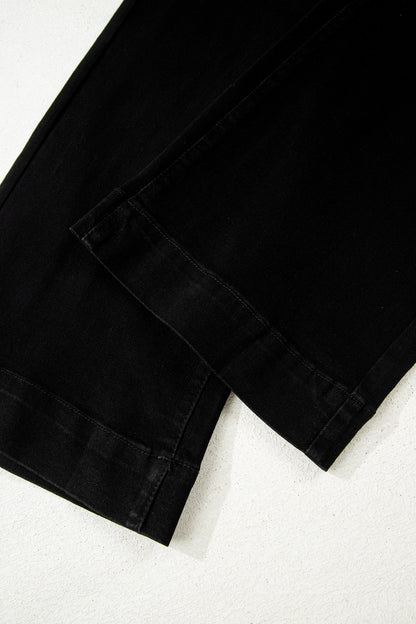 White 2-Button High Waist Wide Leg Jeans