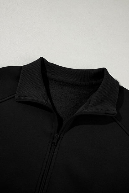 Black Half Zip Sweatshirt and Pants Set