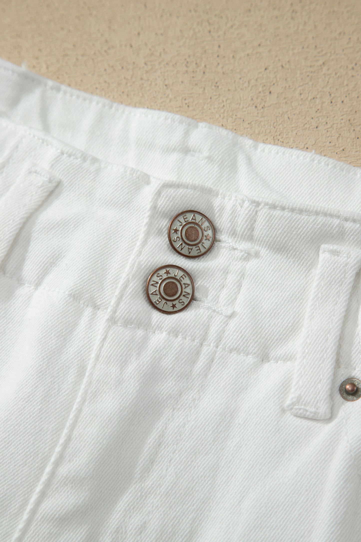 White 2-Button High Waist Wide Leg Jeans