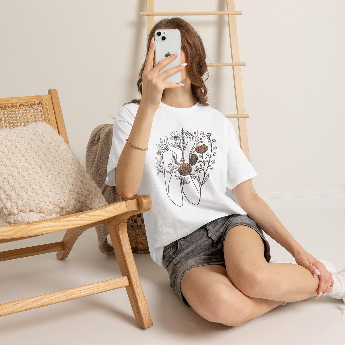 Floral Ballet Shoes Tee — Botanical Pointe Dance Shirt