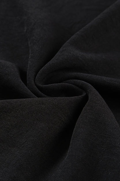 Black V Neck Knotted Shoulder Sleeveless Shirt