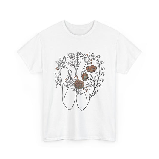 Floral Ballet Shoes Tee — Botanical Pointe Dance Shirt