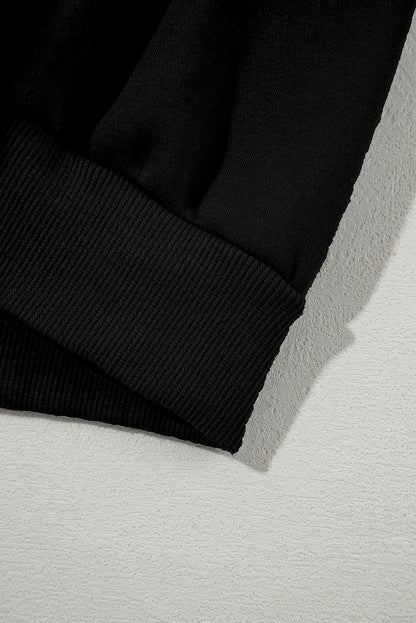 Black Half Zip Sweatshirt and Pants Set