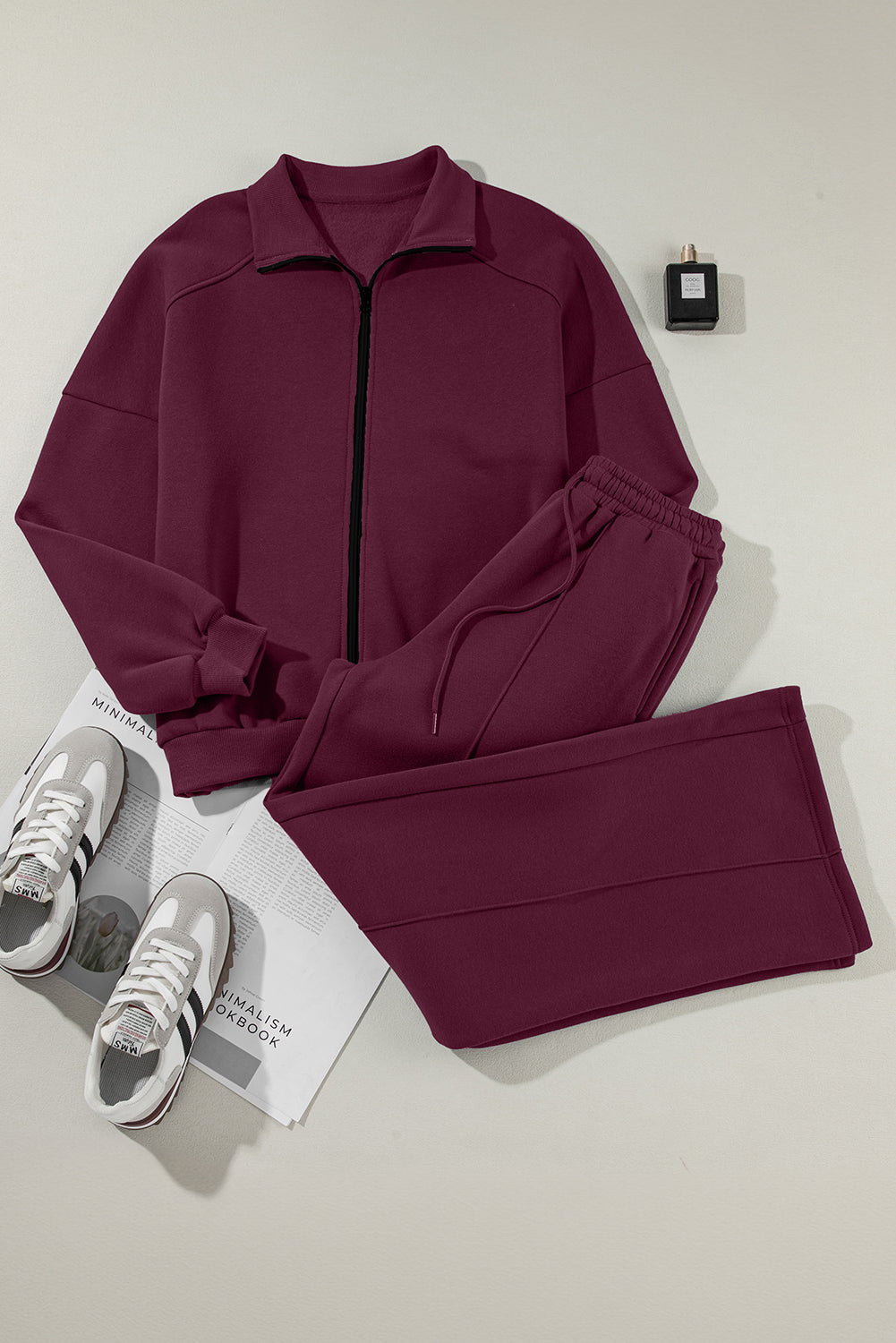 Black Half Zip Sweatshirt and Pants Set
