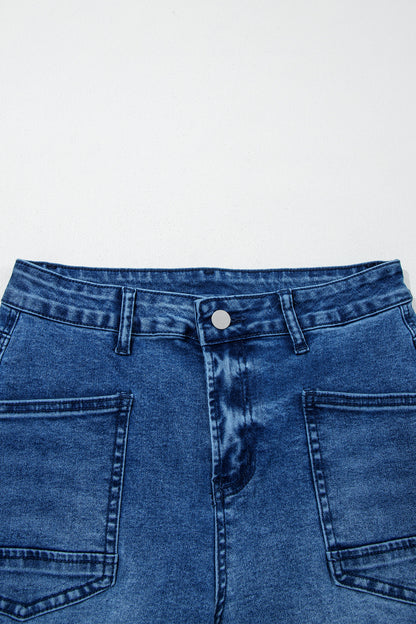 Black Frayed Cropped Barrel Jeans