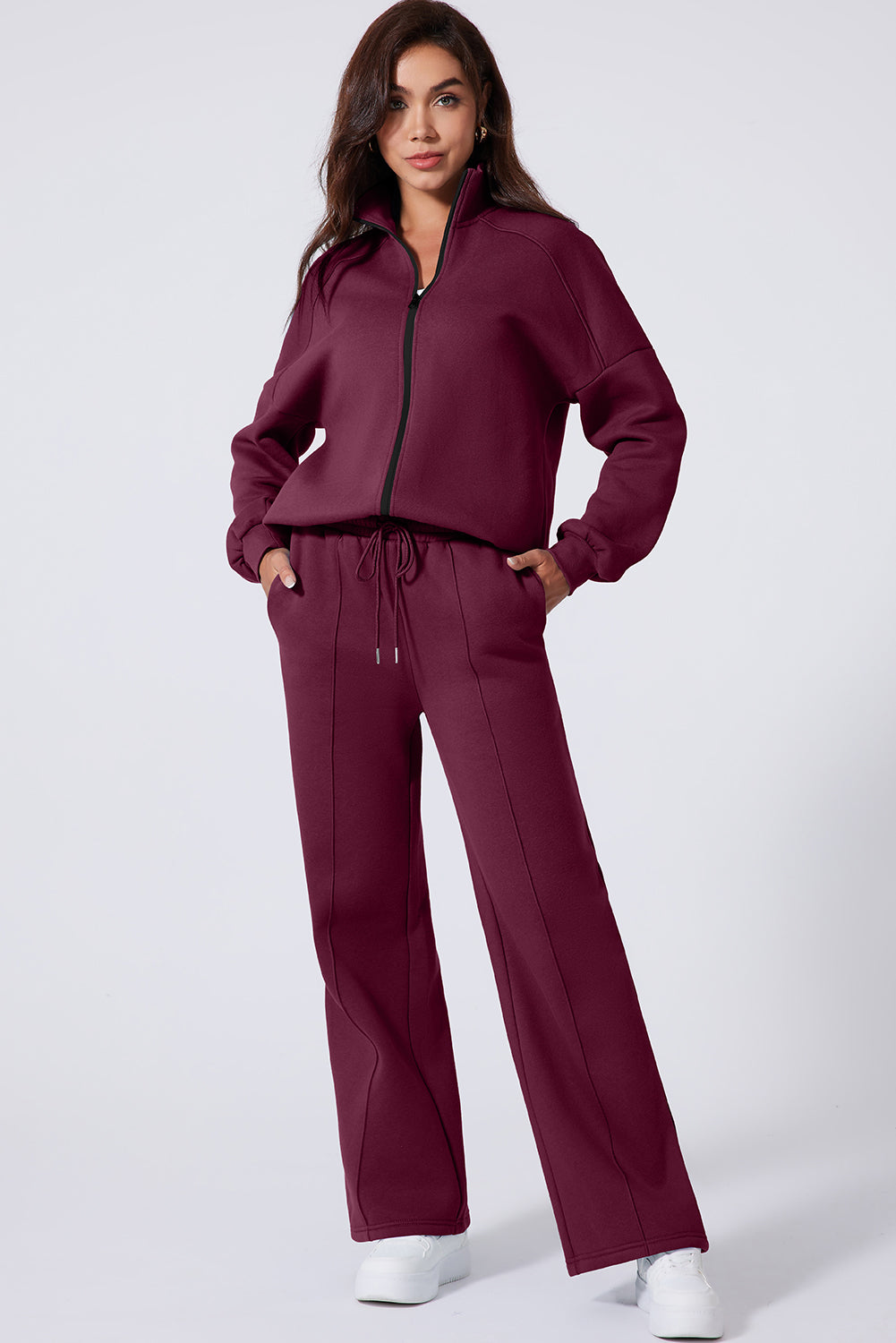 Black Half Zip Sweatshirt and Pants Set