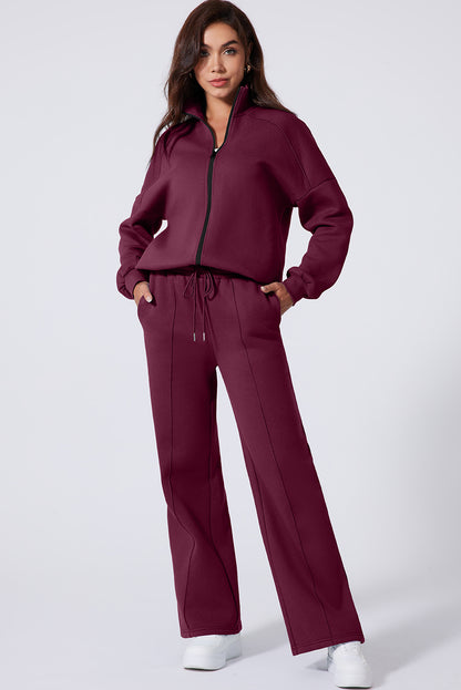 Black Half Zip Sweatshirt and Pants Set