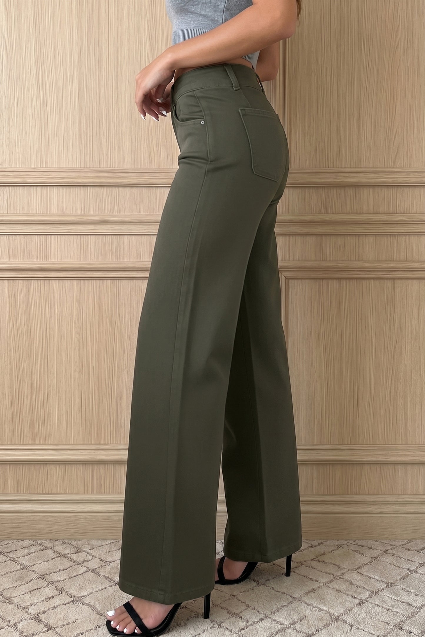 White 2-Button High Waist Wide Leg Jeans