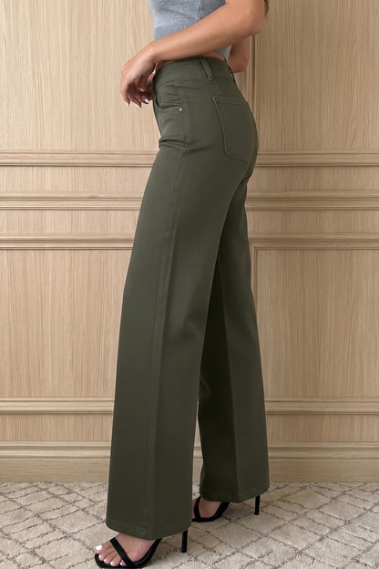 White 2-Button High Waist Wide Leg Jeans