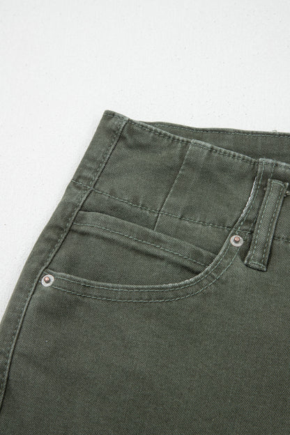 White 2-Button High Waist Wide Leg Jeans
