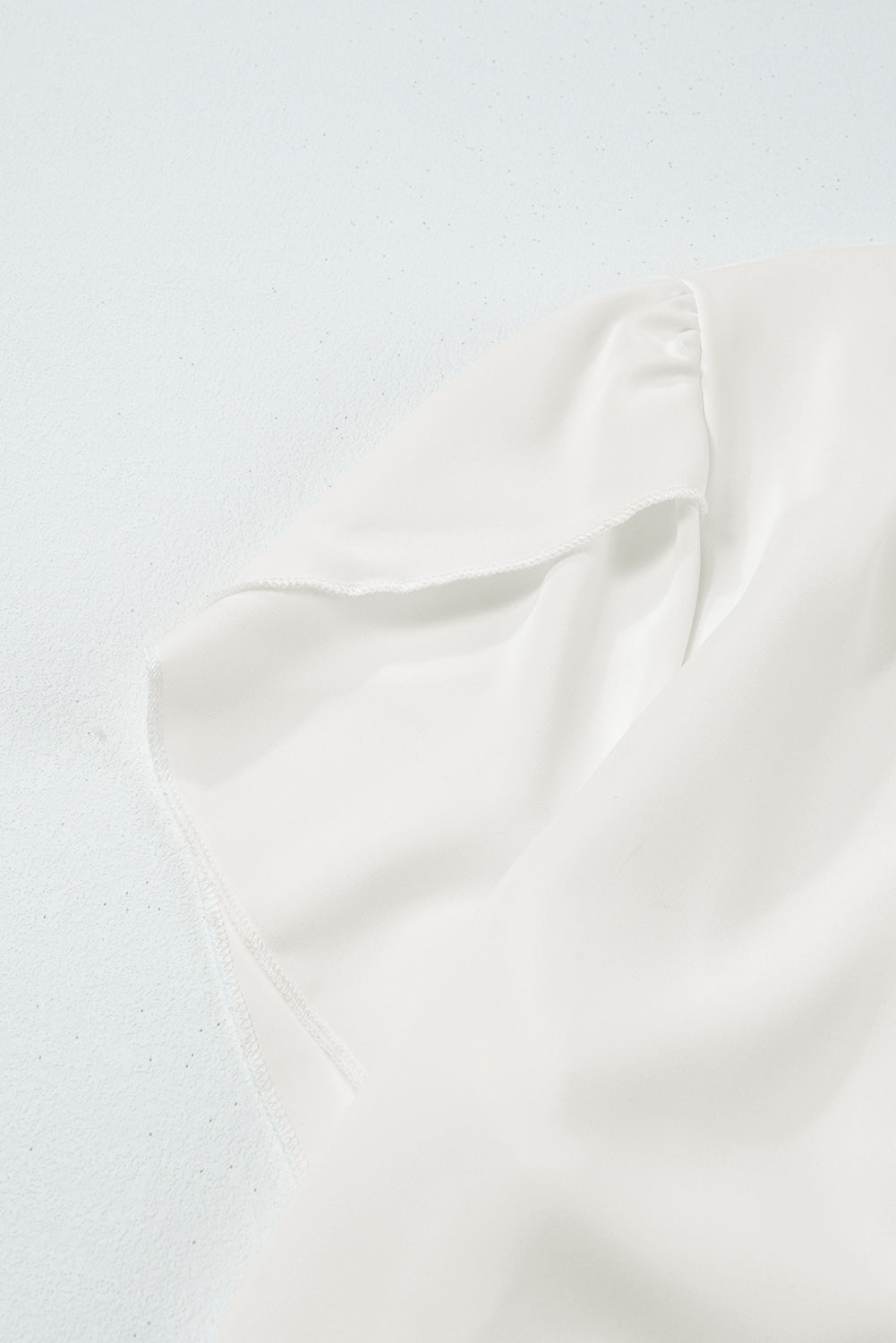 White Button Notched Neck Petal Sleeve Blouse