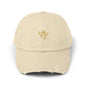 Distressed Black Cap with Gold Cherub Embroidery – Vintage Angel Baseball Hat