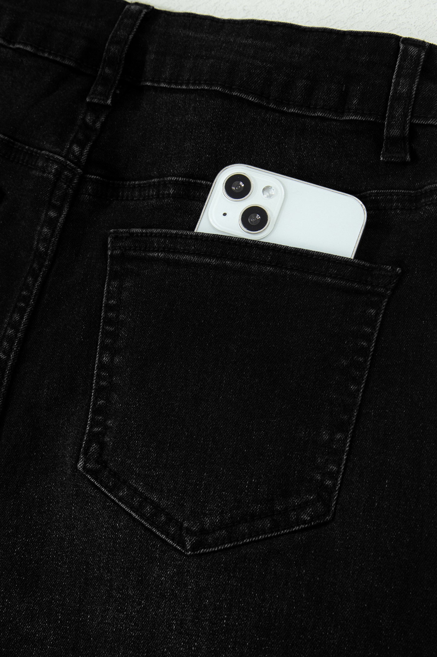 Black Frayed Cropped Barrel Jeans