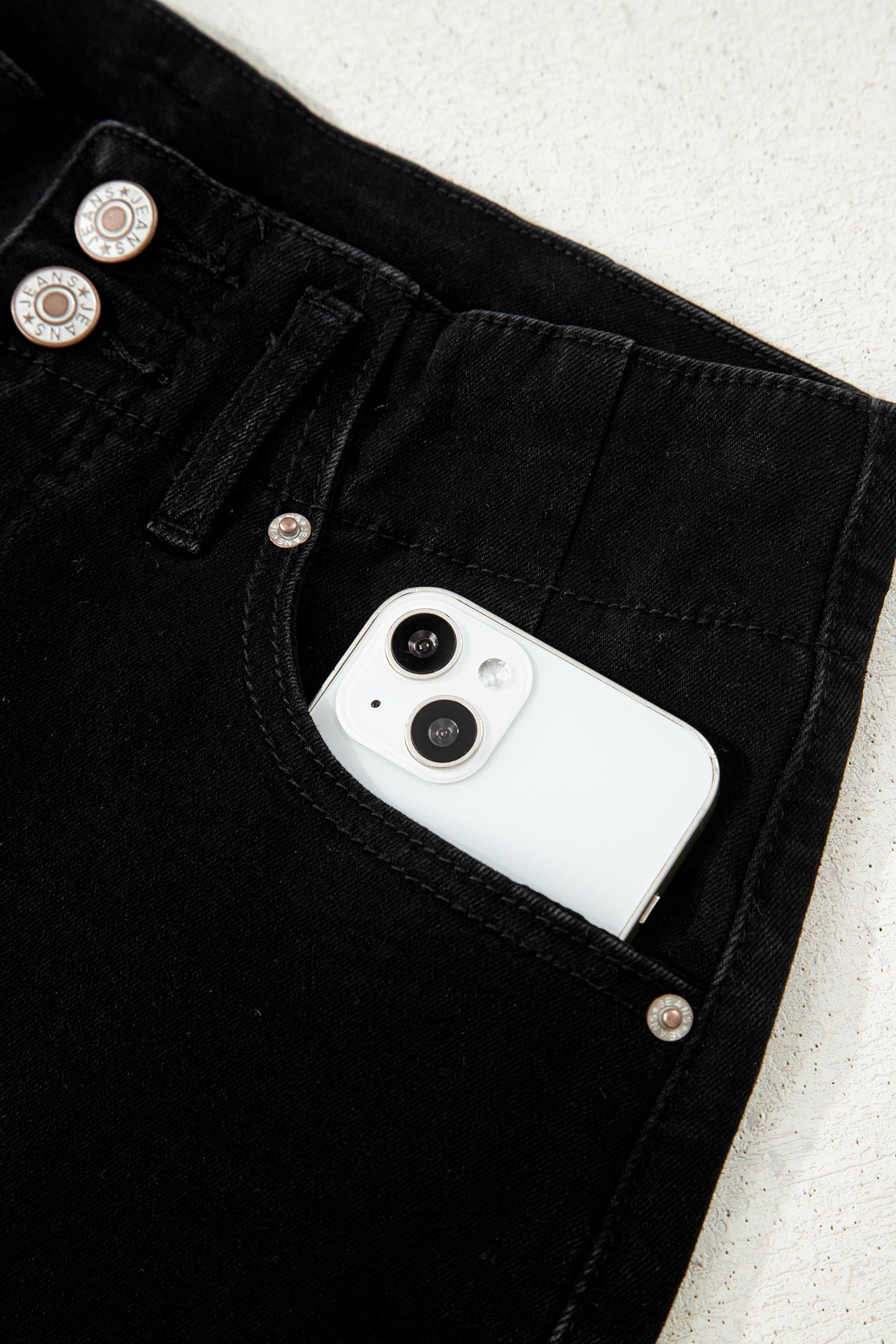 White 2-Button High Waist Wide Leg Jeans