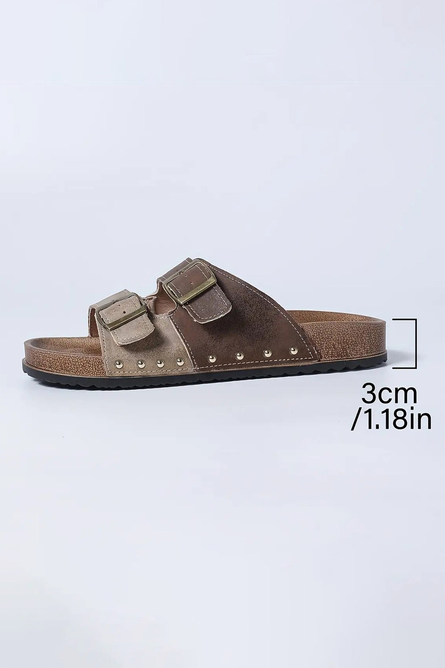 Color black Two-tone Flag Retro Buckle Straps Hollowed Faux Suede Slippers