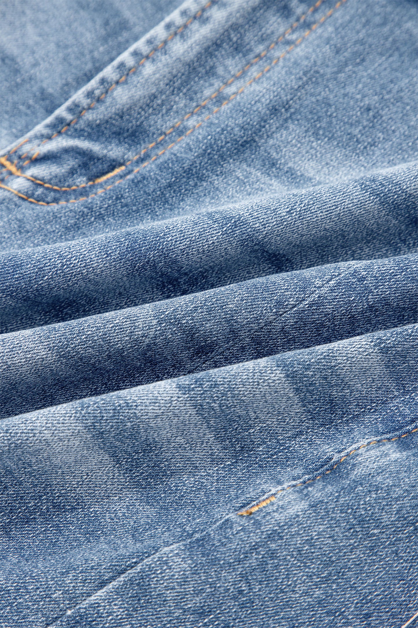 Beau Blue Acid Wash Raw Hem Denim Shorts